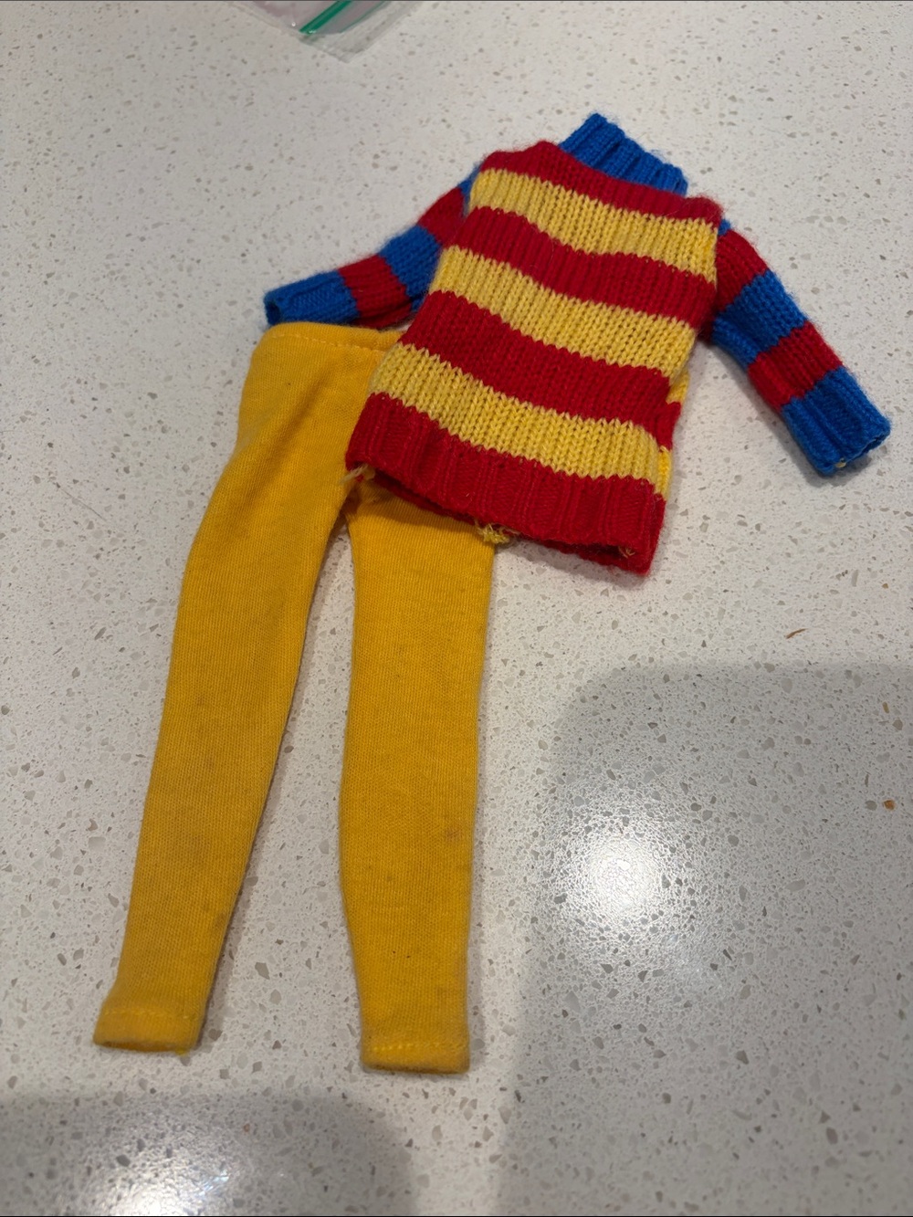 Striped Knit Doll Sweater with Yellow Doll Leggings